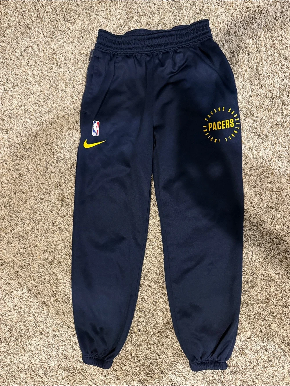 Nike Kids Navy Indiana Pacers Logo Joggers with Yellow Accents size small